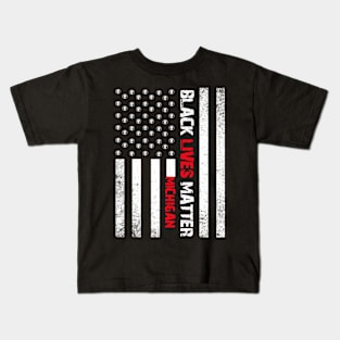 Michigan black lives matter Flag American Vintage Kids T-Shirt